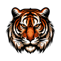 Tiger Gesicht, wütend Tiger Kopf Illustration wild Tier, ai generativ png