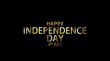 Happy Independent Day 4th of July golden text video