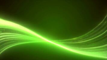 abstrakt Grün glühend fliegend Wellen von Linien Energie magisch Hintergrund video