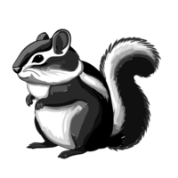 black and white engrave chipmunk , AI Generative png