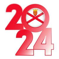 Happy New Year 2024 banner with Jersey flag inside. Vector illustration.