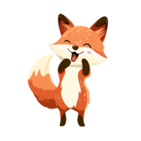 Fox,Cute cartoon fox. Funny red fox. Emotion little animal. Cartoon animal character design. AI Generative png