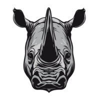 Rhino head portrait. Rhinoceros wild animal. AI Generative png