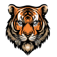 Tiger face,Angry tiger head illustration Wild animal, AI Generative png