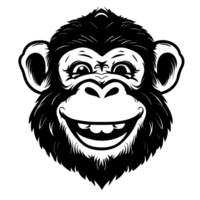 Chimpanzee face, portrait wild animal, zoo icon, AI Generative png