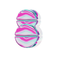 Number 8. alphabet 3D design in iridescent color style for banner, glossy icons, design posters holographic. png