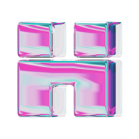 Letter H. alphabet 3D design in iridescent color style for banner, glossy icons, design posters holographic. png