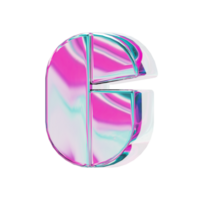 Number 6. alphabet 3D design in iridescent color style for banner, glossy icons, design posters holographic. png