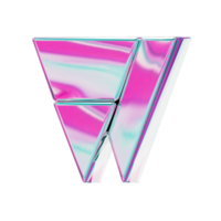 Letter W. alphabet 3D design in iridescent color style for banner, glossy icons, design posters holographic. png