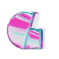 Letter G. alphabet 3D design in iridescent color style for banner, glossy icons, design posters holographic. png