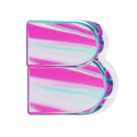 Letter B. alphabet 3D design in iridescent color style for banner, glossy icons, design posters holographic. png