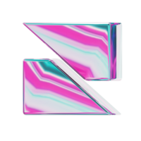 Letter Z. alphabet 3D design in iridescent color style for banner, glossy icons, design posters holographic. png