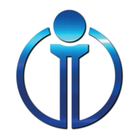 lettera io logo metallo blu png