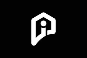 Letter P i Home Initial Based Alphabet Icon Logo Design vector
