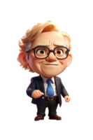 Warrent buffet character cute AI Generative png