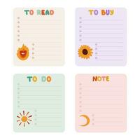 Cute hand drawn set with notebook templates for to do, to buy list, note with cowboy and western illustrations. Printable, editable diary elements for weekly planner, bullet journal, school schedule. vector