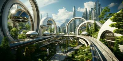 Futuristic green city architecture photo