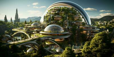 Futuristic green city architecture photo