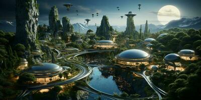 Futuristic green city architecture photo