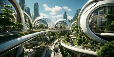 Futuristic green city architecture photo