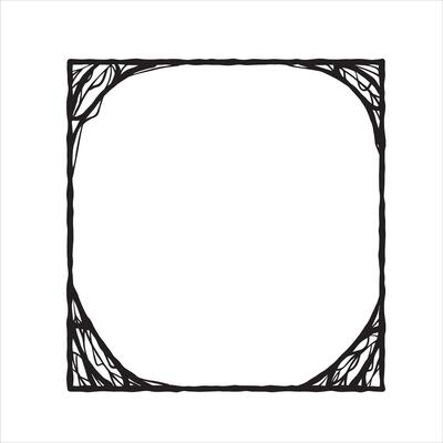 Halloween frame. Cobwebs and slimy threads border. Square Cartoon illustration isolated on white. Scary creepy silhouette. Dark spiderweb, hand drawn gossamer