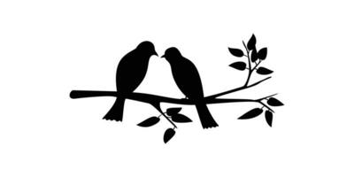 diseño de silueta de pareja de aves. Ilustración de vector de icono romántico.