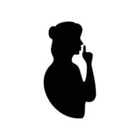 silence silhouette. quite finger gesture sign and symbol. vector