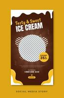 Tasty and sweet ice cream story template vector