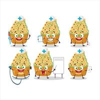 Doctor profession emoticon with ice cream melon cup cartoon character vector