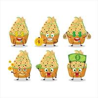 Ice cream melon cup cartoon character with cute emoticon bring money vector