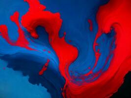 A painting of red and blue dye is shown in a photo and background ai generative