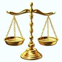 Clásico oro equilibrar escala medida o ley justicia símbolo. abogados día o mundo día de social justicia concepto por ai generado foto