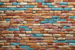 Colorful brick wall, AI generative photo