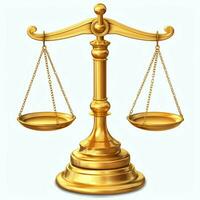 Clásico oro equilibrar escala medida o ley justicia símbolo. abogados día o mundo día de social justicia concepto por ai generado foto