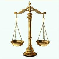 Vintage gold balance scale measure or law justice symbol. Lawyers day or world day of social justice concept by AI Generated photo