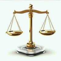 Clásico oro equilibrar escala medida o ley justicia símbolo. abogados día o mundo día de social justicia concepto por ai generado foto