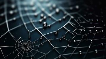 a picture of spider web on dark background, 3d rendering toned image Generative AI photo