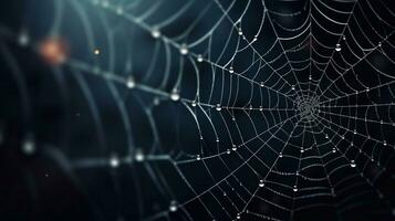 a photo of spider web on dark background, 3d rendering toned image Generative AI