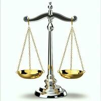 Vintage gold balance scale measure or law justice symbol. Lawyers day or world day of social justice concept by AI Generated photo