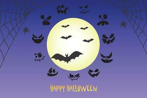 Happy Halloween banner or party invitation background with bats and ghosts . Vector illustration. Vector illustration. Vector illustration