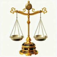 Vintage gold balance scale measure or law justice symbol. Lawyers day or world day of social justice concept by AI Generated photo