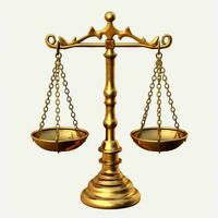 Clásico oro equilibrar escala medida o ley justicia símbolo. abogados día o mundo día de social justicia concepto por ai generado foto