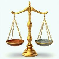 Clásico oro equilibrar escala medida o ley justicia símbolo. abogados día o mundo día de social justicia concepto por ai generado foto