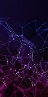 Concept for tech and business. Abstract geometric plexus with triangular cells connecting dots background in blue and purple. photo