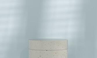 Terrazzo podiums with natural light on blue background for product display. Product presentation, luxury setting. photo
