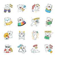 Set of Flat Stickers Depicting Musician Bears vector