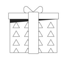 Cute decorative birthday present flat monochrome isolated vector object. Giftbox. Giving prize. Editable black and white line art drawing. Simple outline spot illustration for web graphic design