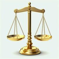 Vintage gold balance scale measure or law justice symbol. Lawyers day or world day of social justice concept by AI Generated photo