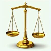 Vintage gold balance scale measure or law justice symbol. Lawyers day or world day of social justice concept by AI Generated photo