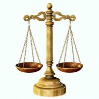 Vintage gold balance scale measure or law justice symbol. Lawyers day or world day of social justice concept by AI Generated photo